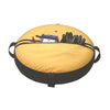 Innovate Scuba Concepts yellow lift bag with black base showing diving accessories stored inside - open position