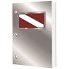 Dive log book with silver metallic cover displaying red and white dive flag emblem in rectangular frame