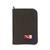 Innovate Scuba Concepts black zippered dive logbook cover with red, white and blue diving flag logo