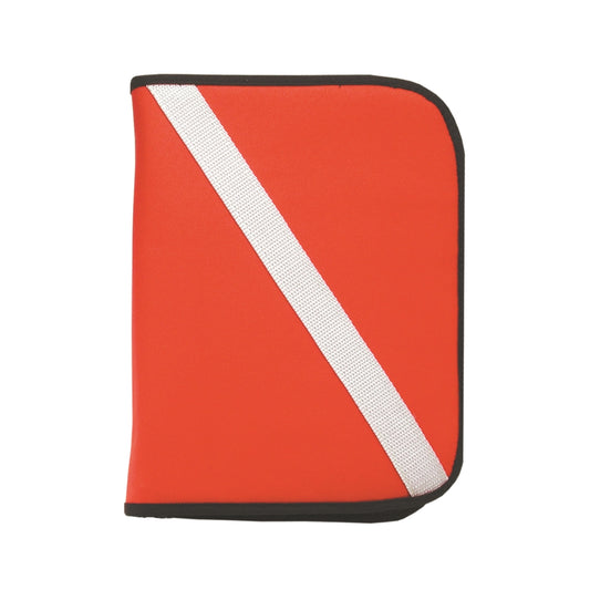 red and white scuba diving logbook cover with diagonal stripe pattern - Innovate Scuba Concepts