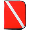 Red and white scuba diving logbook cover with diagonal stripe design - Innovate Scuba Concepts