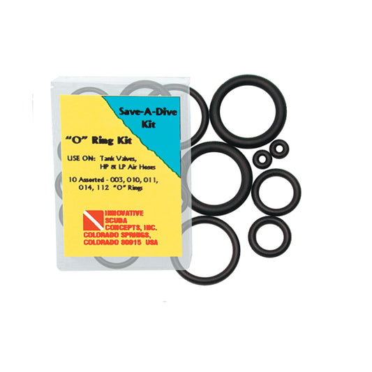 Innovative Scuba Concepts 10 o-ring kit for tank valves, HP and LP air hoses with 10 assorted standard size seals