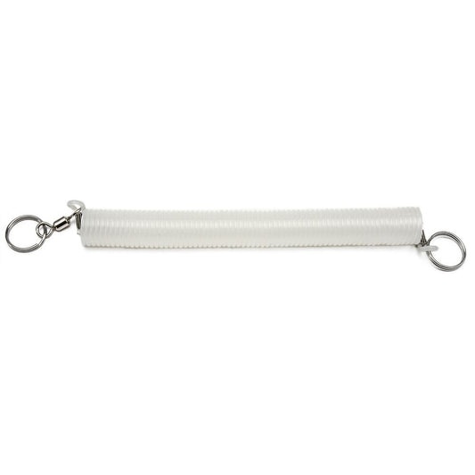 Stainless steel spring-loaded spear keeper with dual key rings for spearfishing equipment - Innovative Scuba Concepts