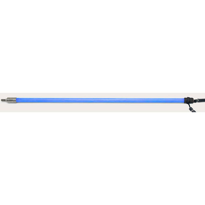 Blue spear shaft with black loading notch and attachment point for spearfishing - Innovative Scuba Concepts
