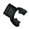 Black silicone snorkel keeper clip with textured grip surface for secure attachment