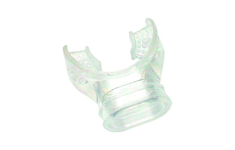 Clear transparent silicone snorkel keeper showing curved flexible design
