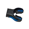 Black and blue scuba diving mouthpiece with colored accents and comfortable bite pad design by Innovative Scuba Concepts