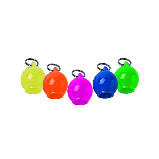 Innovative Scuba Concepts set of five colorful retractors (yellow, orange, pink, blue, green) with metal ring attachments for diving accessories