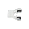 Innovative Scuba Concepts clear silicone scuba mouthpiece with black bite tabs.