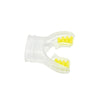 Innovative Scuba Concepts clear silicone scuba mouthpiece with yellow bite tabs.
