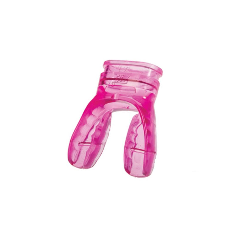 Innovative Scuba Concepts pink silicone scuba mouthpiece with standard bite design.