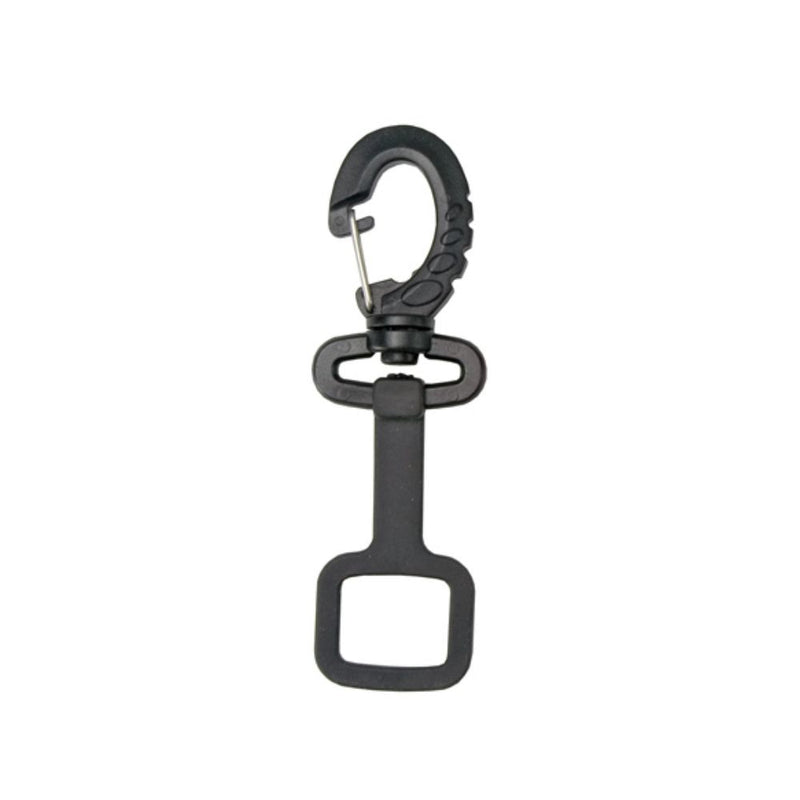 Innovative Scuba Concepts black clip-on snorkel keeper with swivel hook attachment