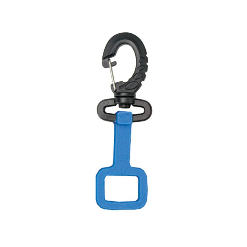 Innovative Scuba Concepts blue clip-on snorkel keeper with swivel hook attachment