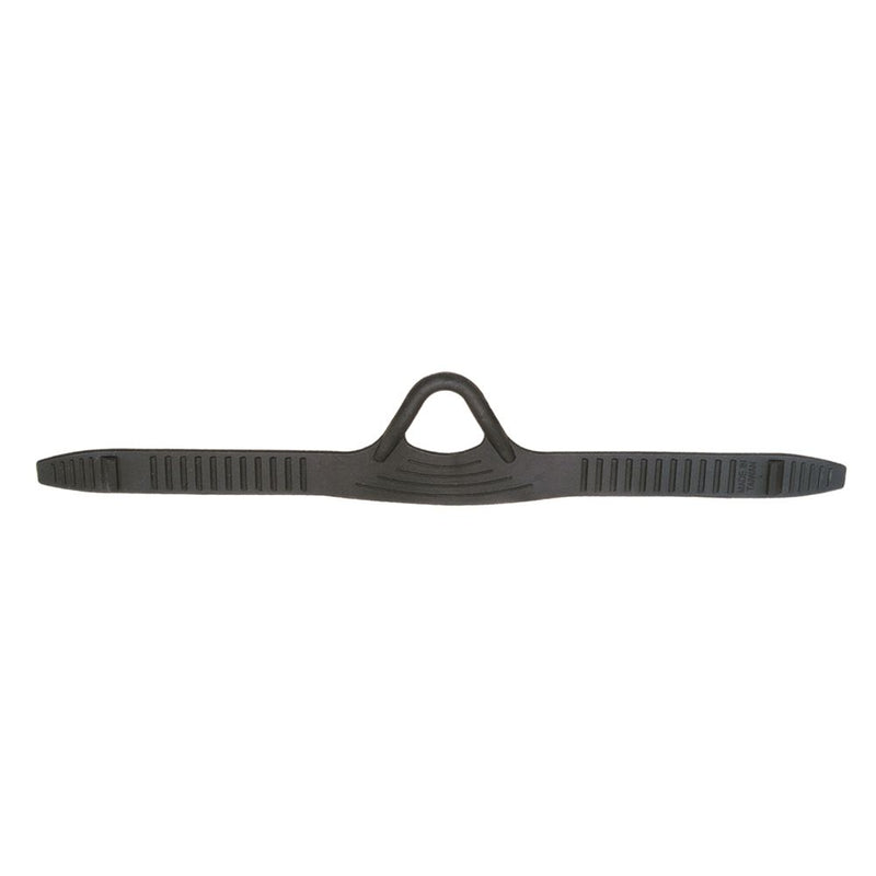 Black rubber comfort fin strap with ergonomic pull tab