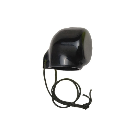 Innovative Scuba Concepts black scuba regulator dust cap with protective cover and black retainer lanyard