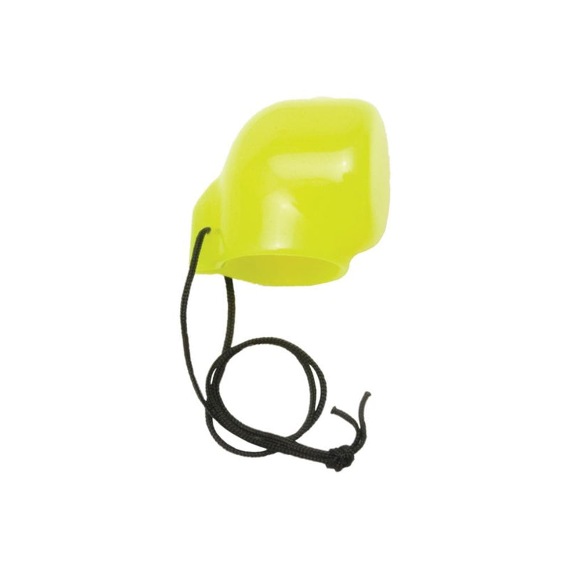Innovative Scuba Concepts yellow scuba regulator dust cap with protective cover and black retainer lanyard