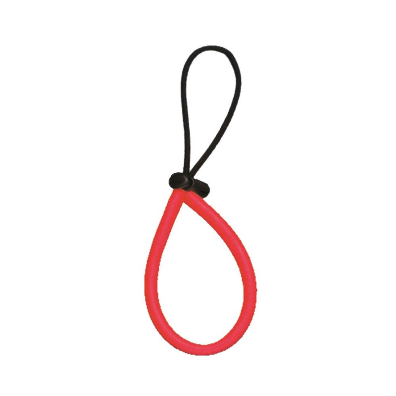 Innovative Scuba Concepts diving lanyard with red elastic loop section and black cord for securing dive gear