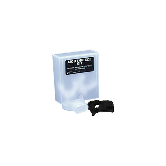 Innovative Scuba Concepts mouthpiece kit in clear packaging with black mouthpiece included