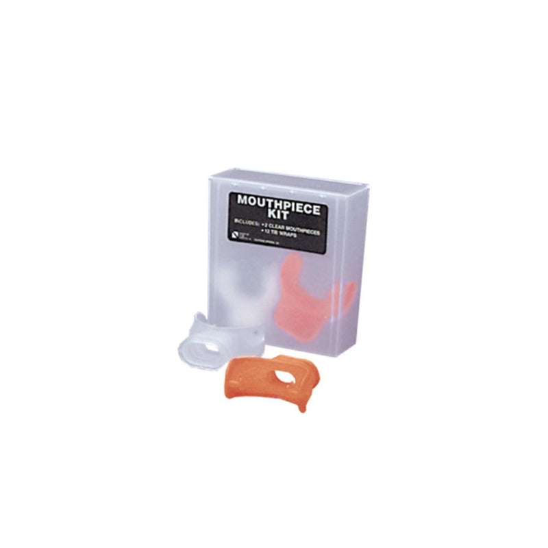 Innovative Scuba Concepts mouthpiece kit with clear packaging and orange/coral colored mouthpiece