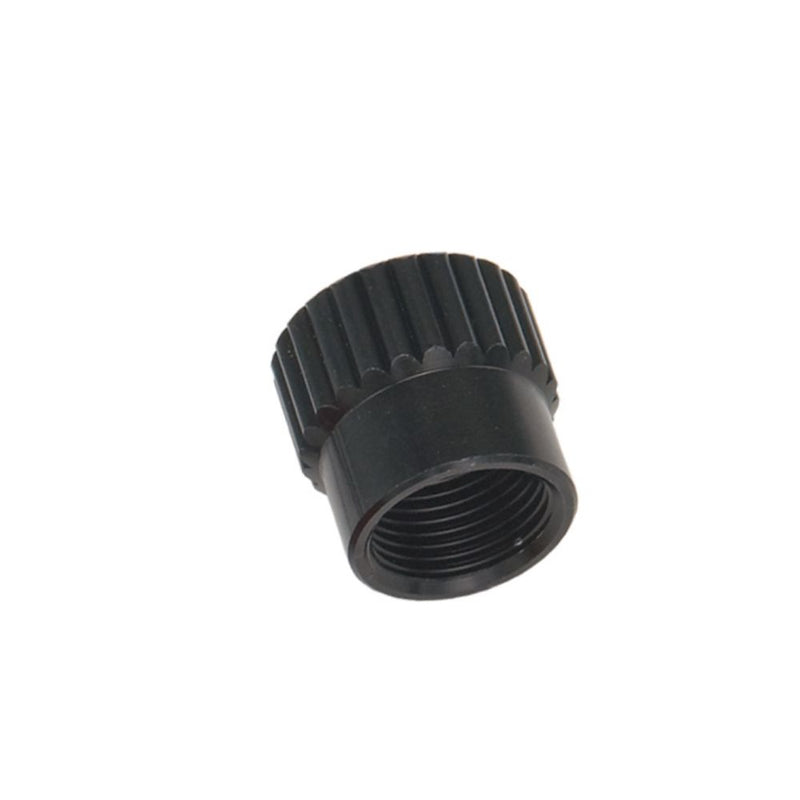 Innovative Scuba Concepts black threaded regulator adapter fitting with ribbed grip design