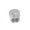 Innovative Scuba Concepts silver aluminum screw-on regulator dust cap with threaded interior and knurled grip edge