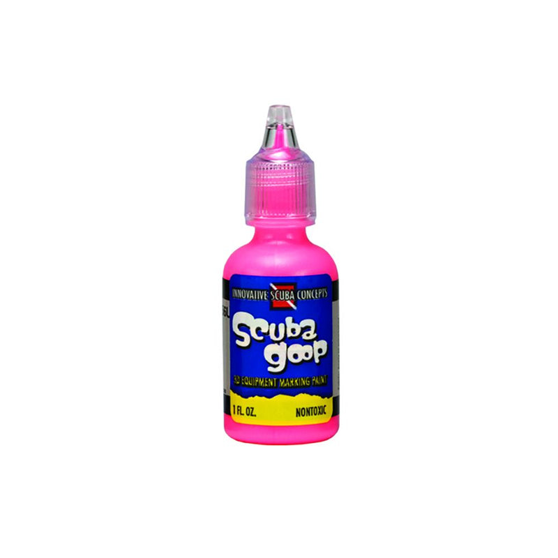Innovative Scuba Concepts Scuba Goop equipment marking fluid bottle with magenta cap and magenta body - 1 fl oz non-toxic