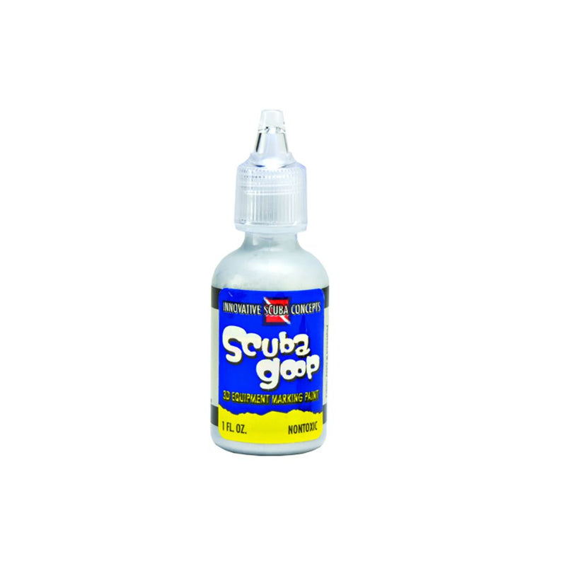 Innovative Scuba Concepts Scuba Goop equipment marking fluid bottle with clear cap and clear body - 1 fl oz non-toxic
