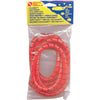 Red spiral dive hose protector in clear packaging with Innovative Scuba Concepts branding