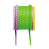 Purple, green, and yellow diving equipment straps wound on spools - Innovative Scuba Concepts