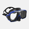 Black and blue diving mask on a white background