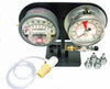 Magnehelic pressure differential gauge kit with dual analog gauges, mounting bracket, tubing and fittings for scuba equipment testing