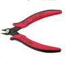 Red-handled precision cutting pliers for trimming and cutting small components in scuba equipment repair