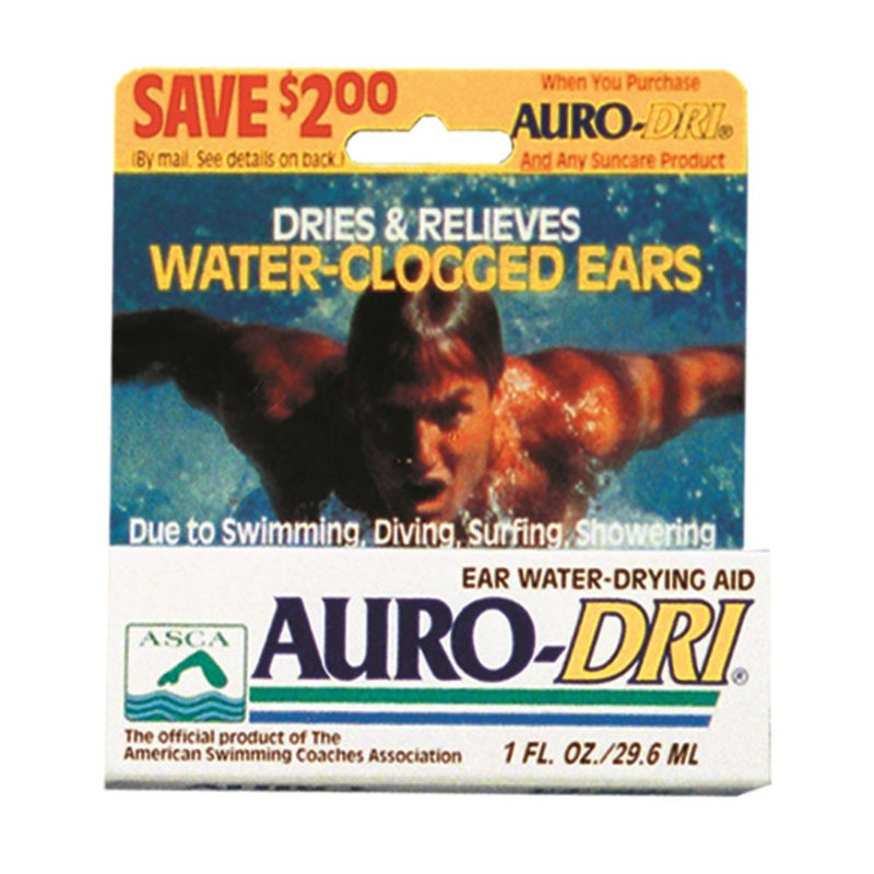 AURO-DRI Ear Water-Drying Aid - 1 FL OZ bottle for relieving water-clogged ears from swimming, diving, surfing, and showering