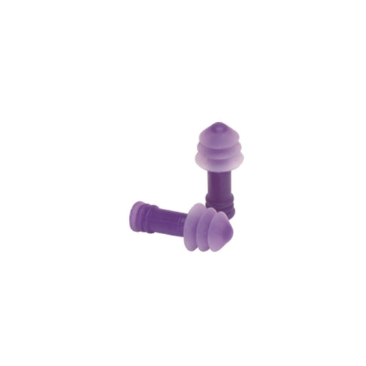 Purple silicone ear plugs pair for swimming and diving water protection