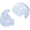Clear custom-molded silicone ear plugs pair designed for comfortable water protection