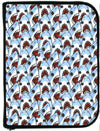 Shark crowd pattern scuba diving log book cover featuring repeating cartoon shark faces on light blue background