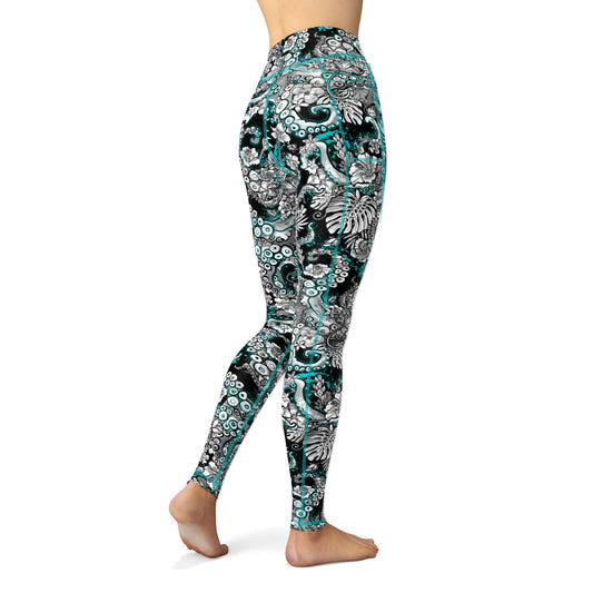 Electric Blue Octofloral Leggings