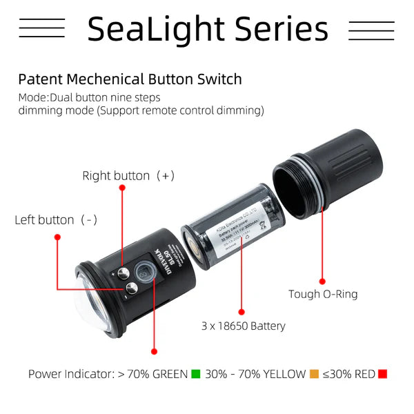Spare Battery for SL50 Underwater Diving Light-Scuba Schools of America