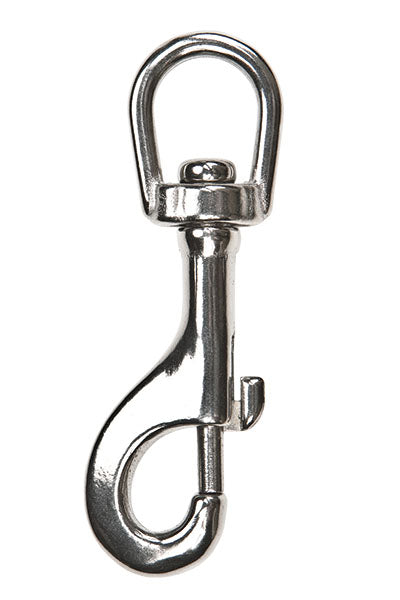 XDEEP single-ended standard bolt snap hook, stainless steel, side view.