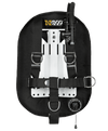 XDEEP ZEOS Standard – angled front view with full harness, inflator hose, and 5 D-ring webbing system