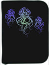Tribal jellyfish design scuba diving log book cover with artistic purple and teal jellyfish pattern on black background
