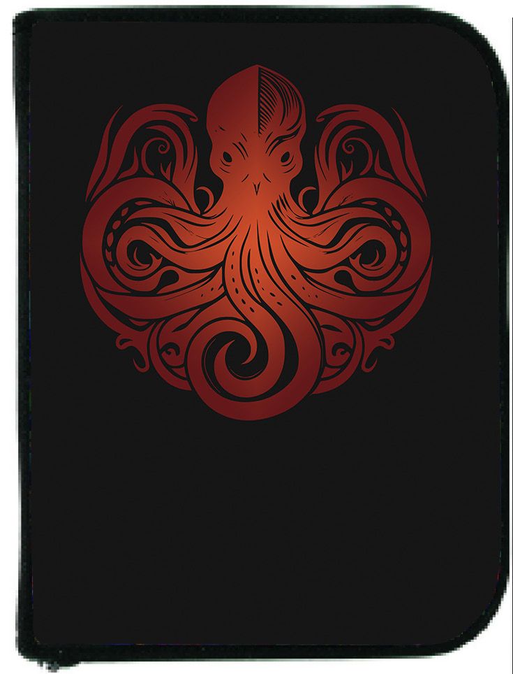 Scuba diving logbook with black cover featuring red octopus/kraken design - Innovate Scuba Concepts
