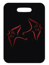 Innovate Scuba Concepts luggage tag featuring a tribal-style blue dolphin on a black background.