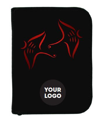 Scuba diving logbook with black cover featuring red manta ray design - Innovate Scuba Concepts