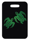 Innovate Scuba Concepts luggage tag with two tribal red manta rays on a black background.