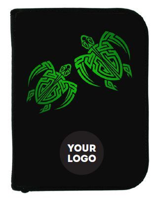 Scuba diving logbook with black cover featuring green sea turtle design - Innovate Scuba Concepts