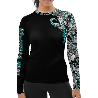 Electric Blue Octofloral Contour Rash Guard