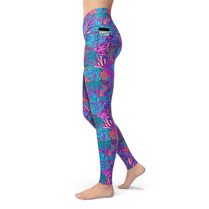 Coral Kaleidoscope Leggings