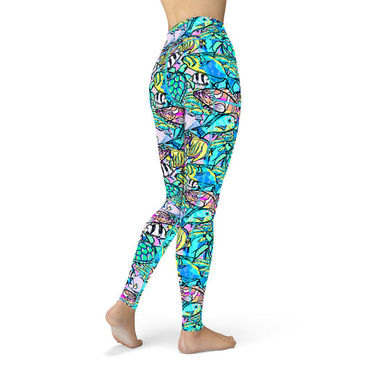 Neon Fish Frenzy Leggings