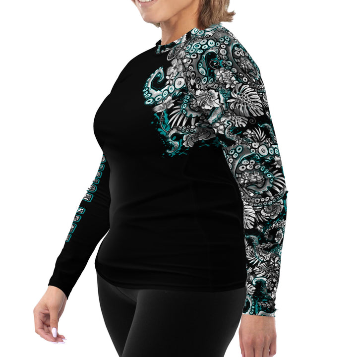 Plus Size Electric Blue Octofloral Rash Guard